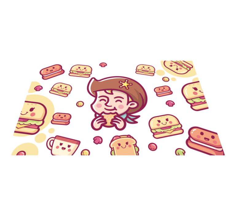 Mantel individual infantil Niño comiendo una hamburguesa - TenVinilo