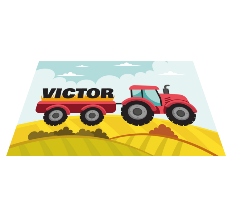 Mantel individual personalizable Colorido tractor y nombre - TenVinilo