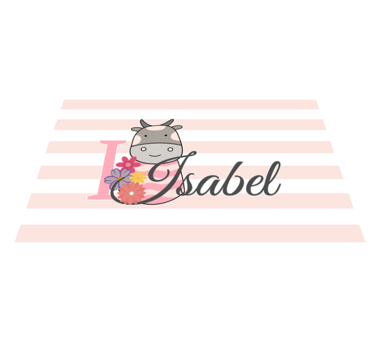 Mantel individual infantil Lindos animales vaca con nombre - TenVinilo