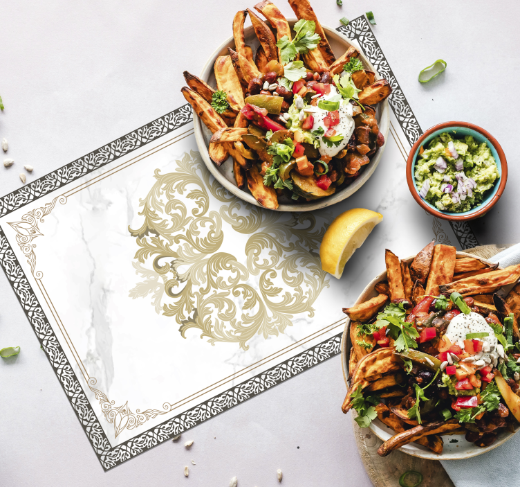 Individual de mesa elegante mármol blanco barroco - TenVinilo