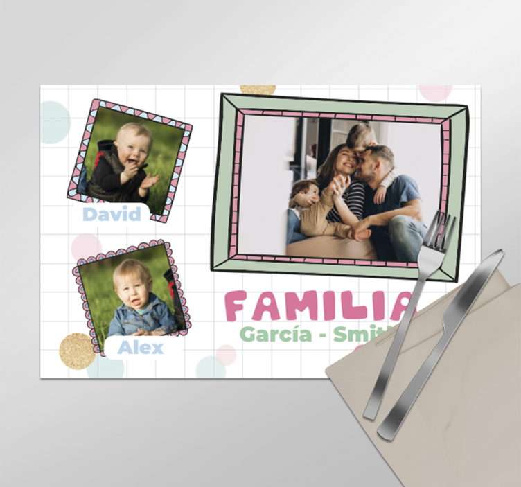 Mantel individual personalizable marcos de familia con nombresMar - TenVinilo