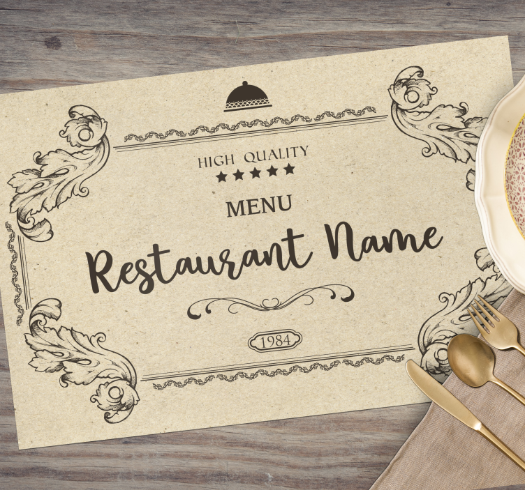 Mantel individual restaurante Beige personalizable con utensilios - TenVinilo