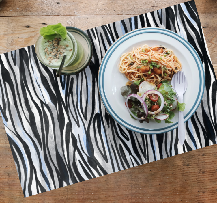 Mantel individual original Cebra gris y negra clásica - TenVinilo