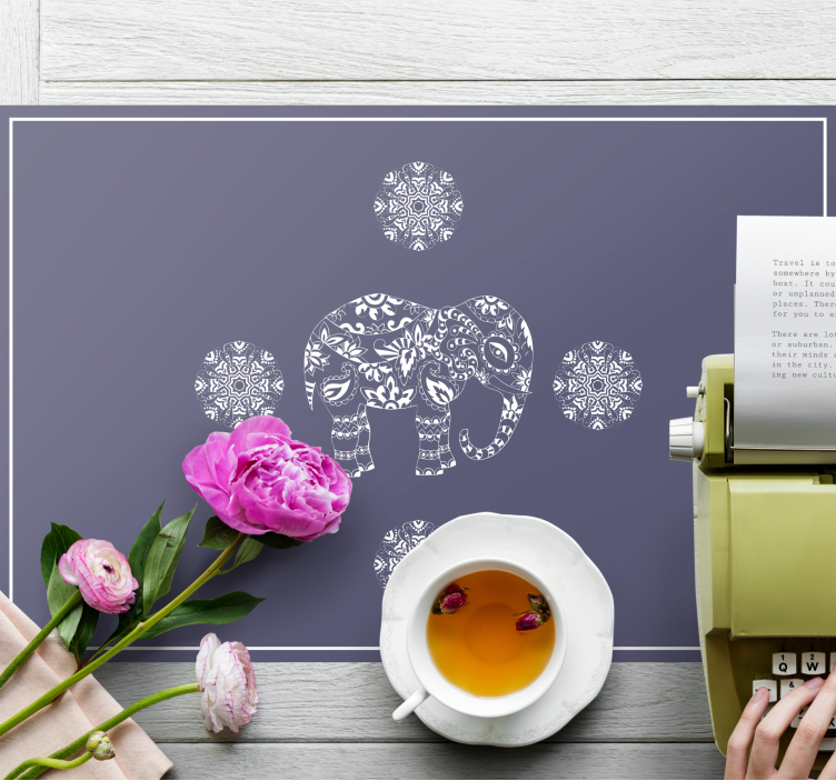 Mantel individual original Elefante mandala blanco - TenVinilo