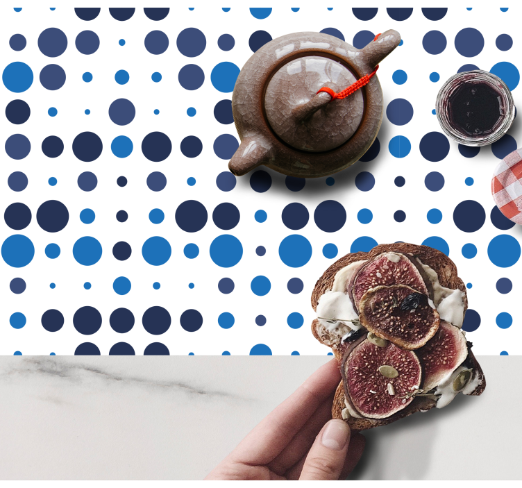 Manteles individuales elegantes Patrón de círculo azul marino y b - TenVinilo