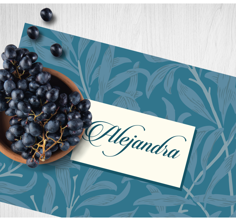 Manteles individuales con nombre Insignia decorada con hojas - TenVinilo