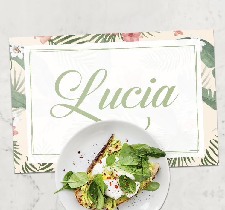 Manteles individuales con nombre Marco florido - TenVinilo