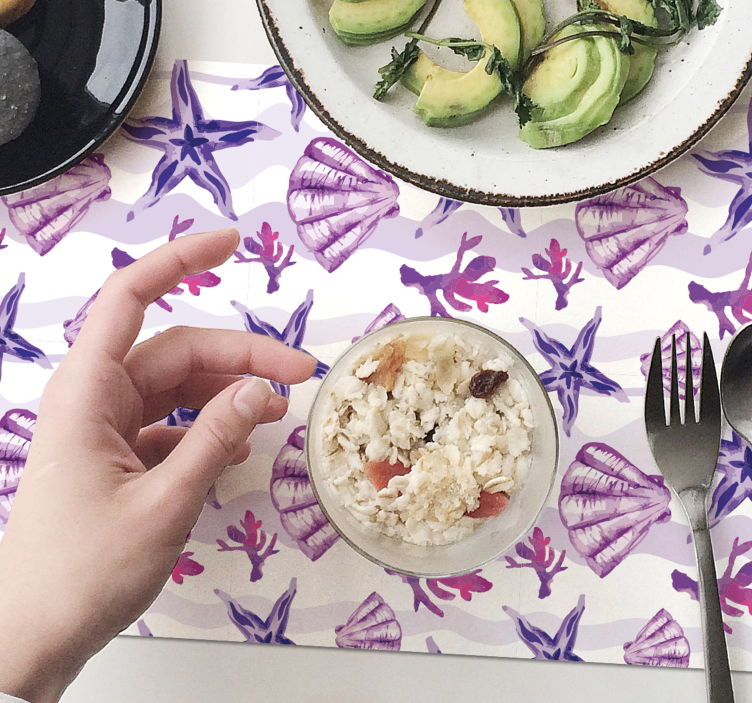 Mantel individual concha morada y estrella  - TenVinilo