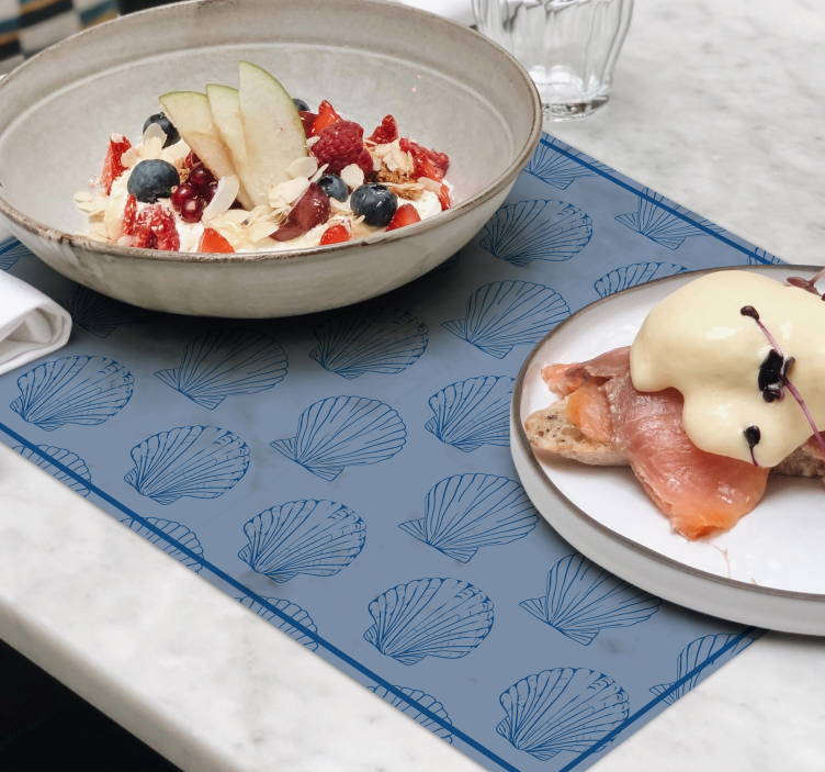 Mantel individual conchas tonos azules - TenVinilo