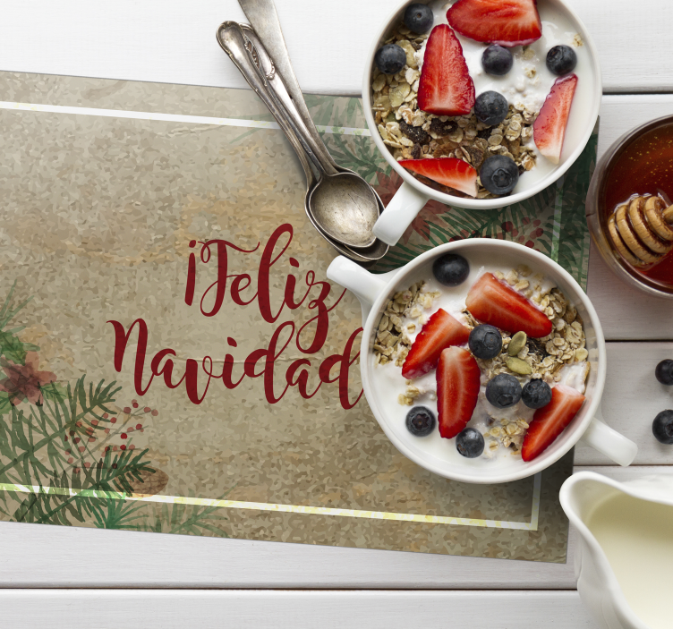 Mantel individual feliz navidad con adornos - TenVinilo