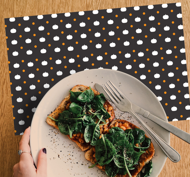 Mantel individual Halloween calabaza y lunares - TenVinilo