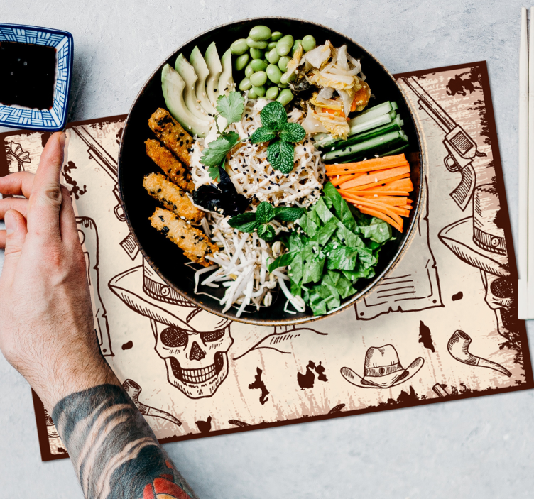 Mantel individual iconos vaqueros - TenVinilo