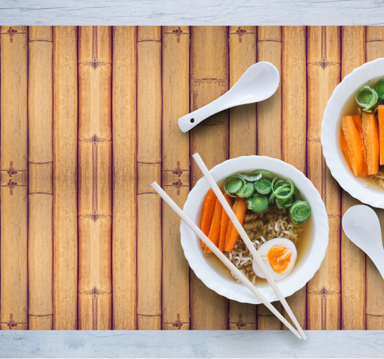 Mantel individual patrón Efecto de textura de madera de bambú - TenVinilo