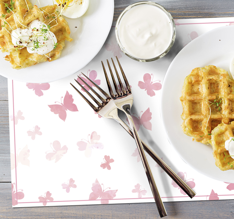 Mantel individual infantil mariposas rosas - TenVinilo