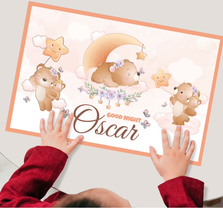 Mantel individual infantil Lindo oso para niño con nombre - TenVinilo