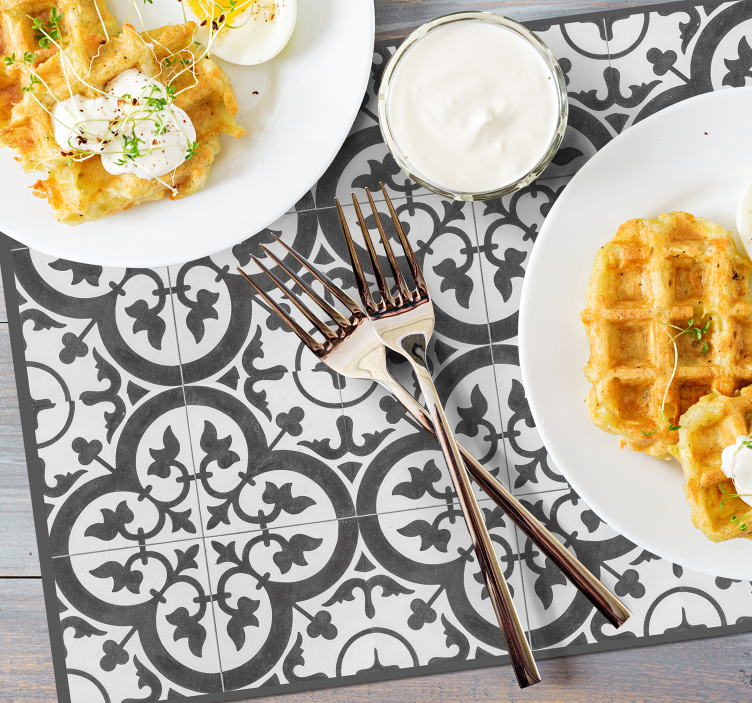 Mantel individual textura azulejo gris - TenVinilo