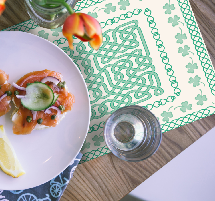 Mantel individual trébol verde esmeralda - TenVinilo