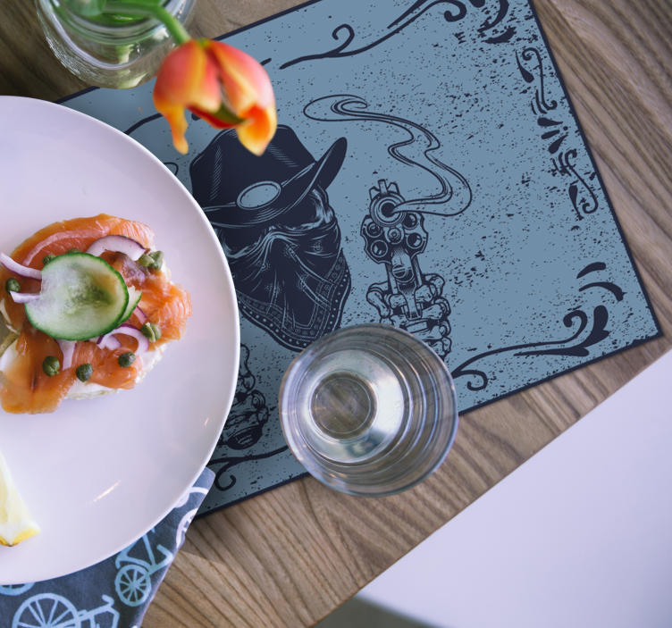 Mantel individual vaquero revólver azul - TenVinilo