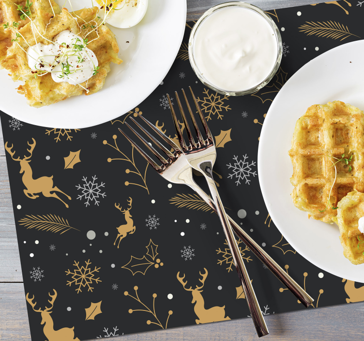 Manteles individuales navideños patrón oscuro - TenVinilo