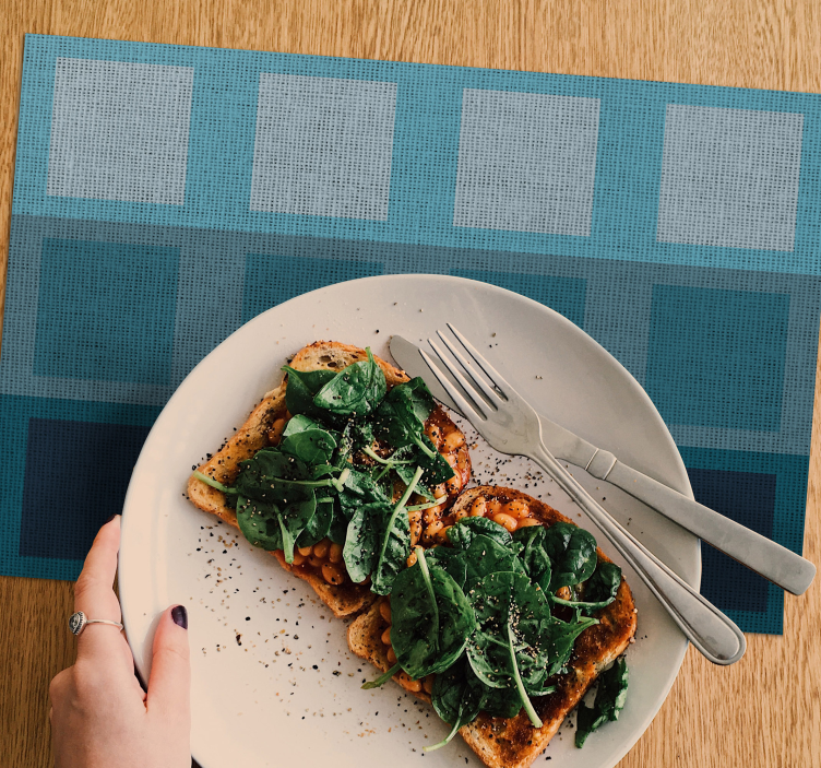 Manteles individuales elegantes cuadrados azules - TenVinilo