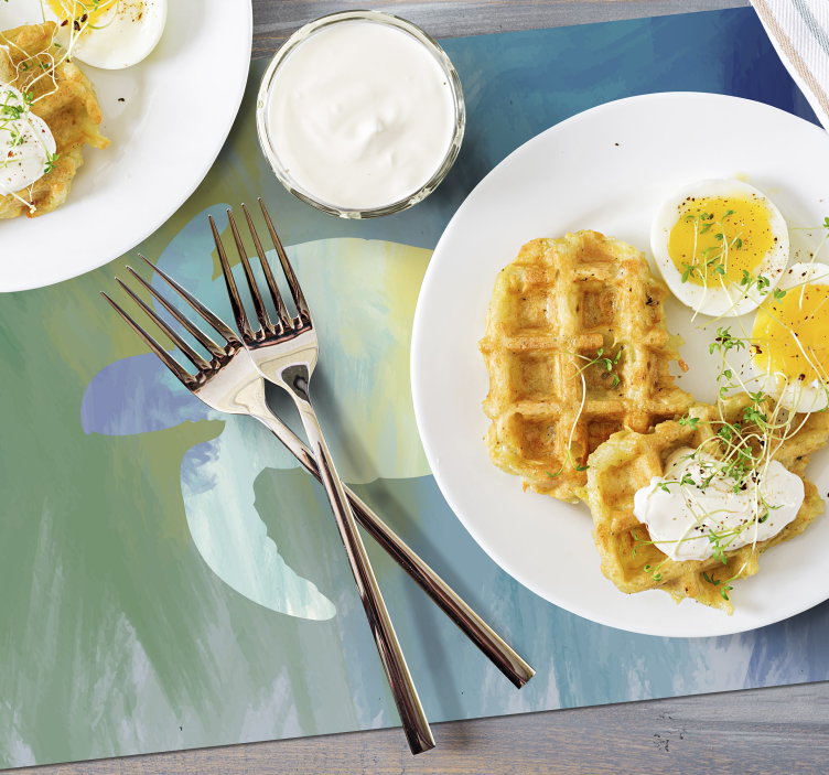 Mantel individual verde tortuga marina acuarela - TenVinilo