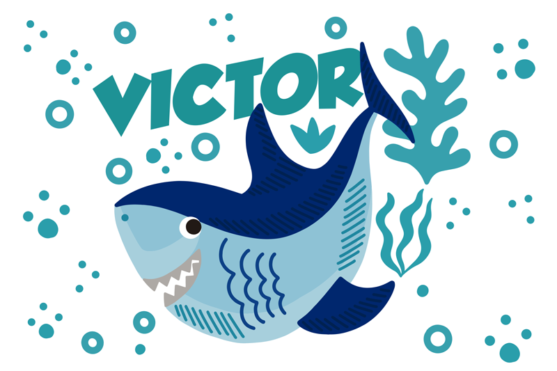 Mantel individual tiburón alegre con nombre - TenVinilo