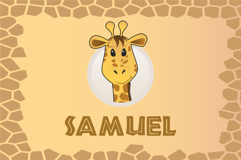 Mantel individual infantil girafa con nombre - TenVinilo