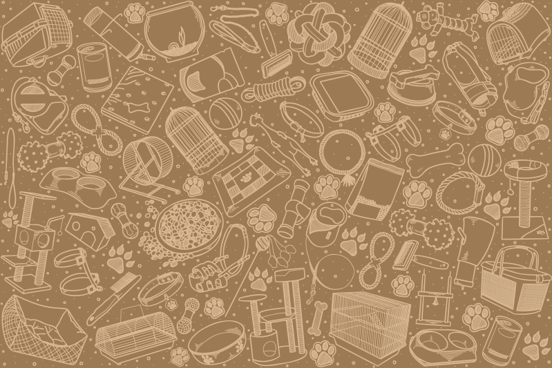 Individual mesa patrón elementos de cocina intrincados - TenVinilo