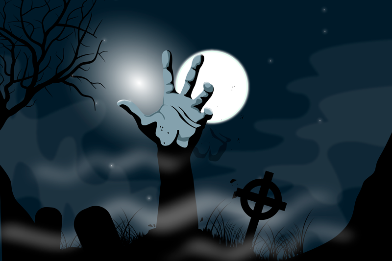 Individual mesa halloween escena de cementerio espeluznante - TenVinilo