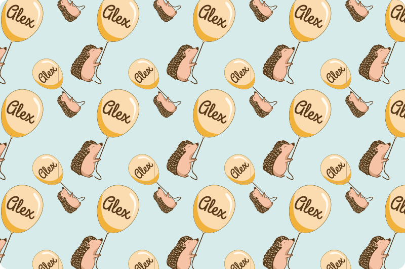 Individual mesa infantil erizo con globos con nombre - TenVinilo