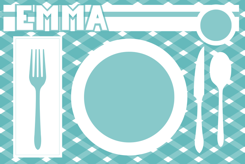 Manteles individuales con nombre Ajuste de la placa - TenVinilo