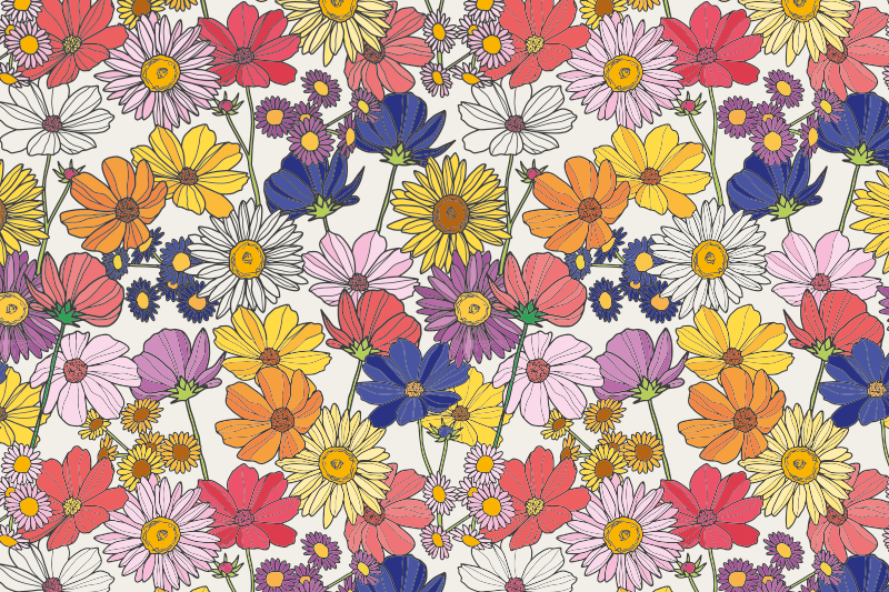 Individual mesa infantil arreglo botánico vibrante - TenVinilo