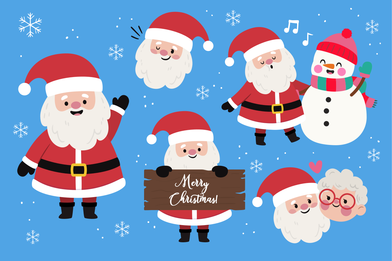Individual mesa navideño personajes de santa - TenVinilo
