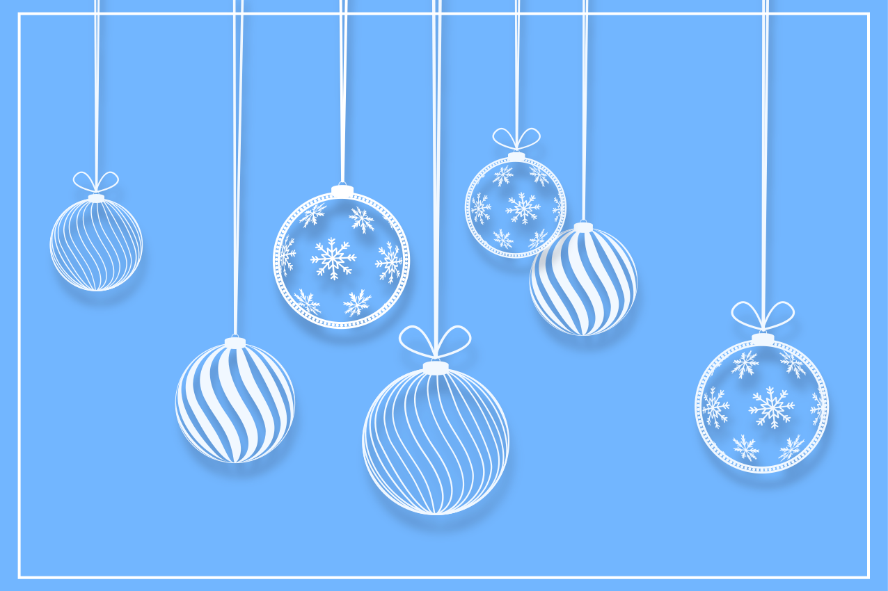 Mantel individual navideño Burbujas navideñas azules y blancas - TenVinilo