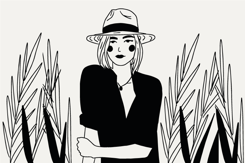 Individual mesa original ilustración de mujer estilosa - TenVinilo