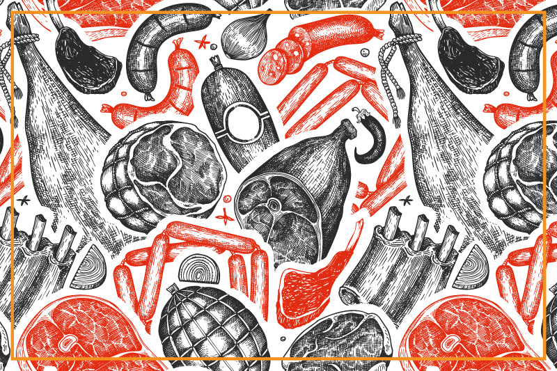 Individual mesa original patrones de ilustraciones de comida - TenVinilo