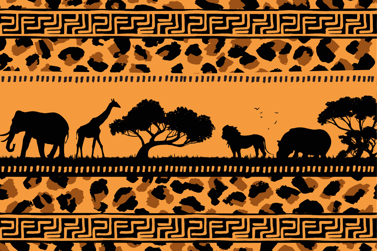 Mantel individual patrón Estampado de leopardo con animales afric - TenVinilo