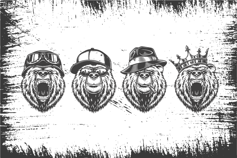 Individual mesa original retratos de osos elegantes - TenVinilo