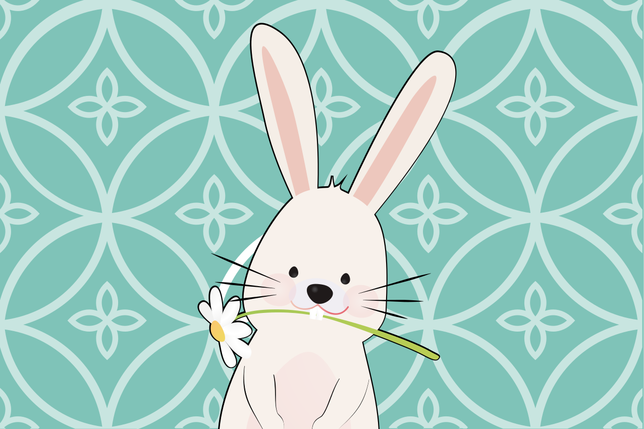 Mantel individual infantil Retrato de un conejo - TenVinilo