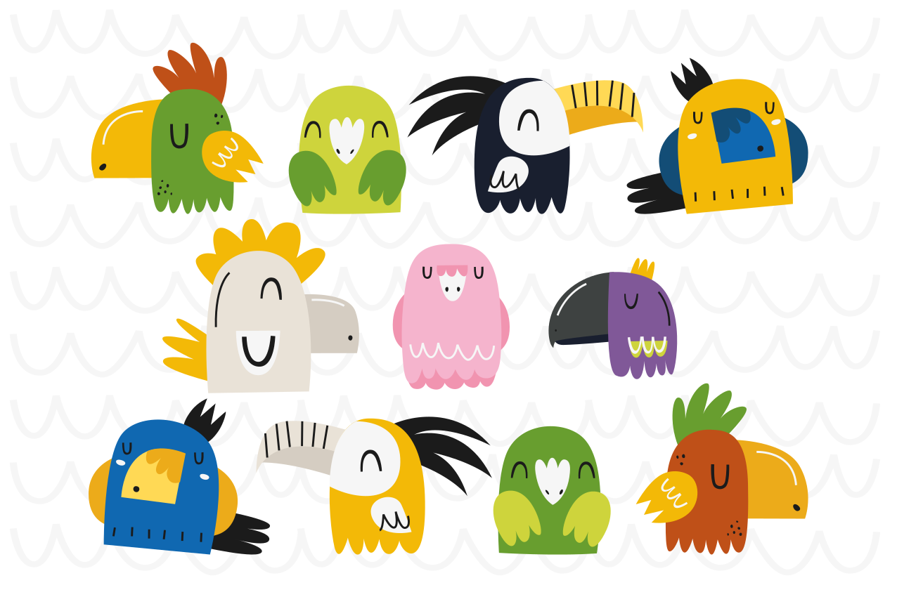 Individual mesa infantil cabezas de pájaros coloridos - TenVinilo