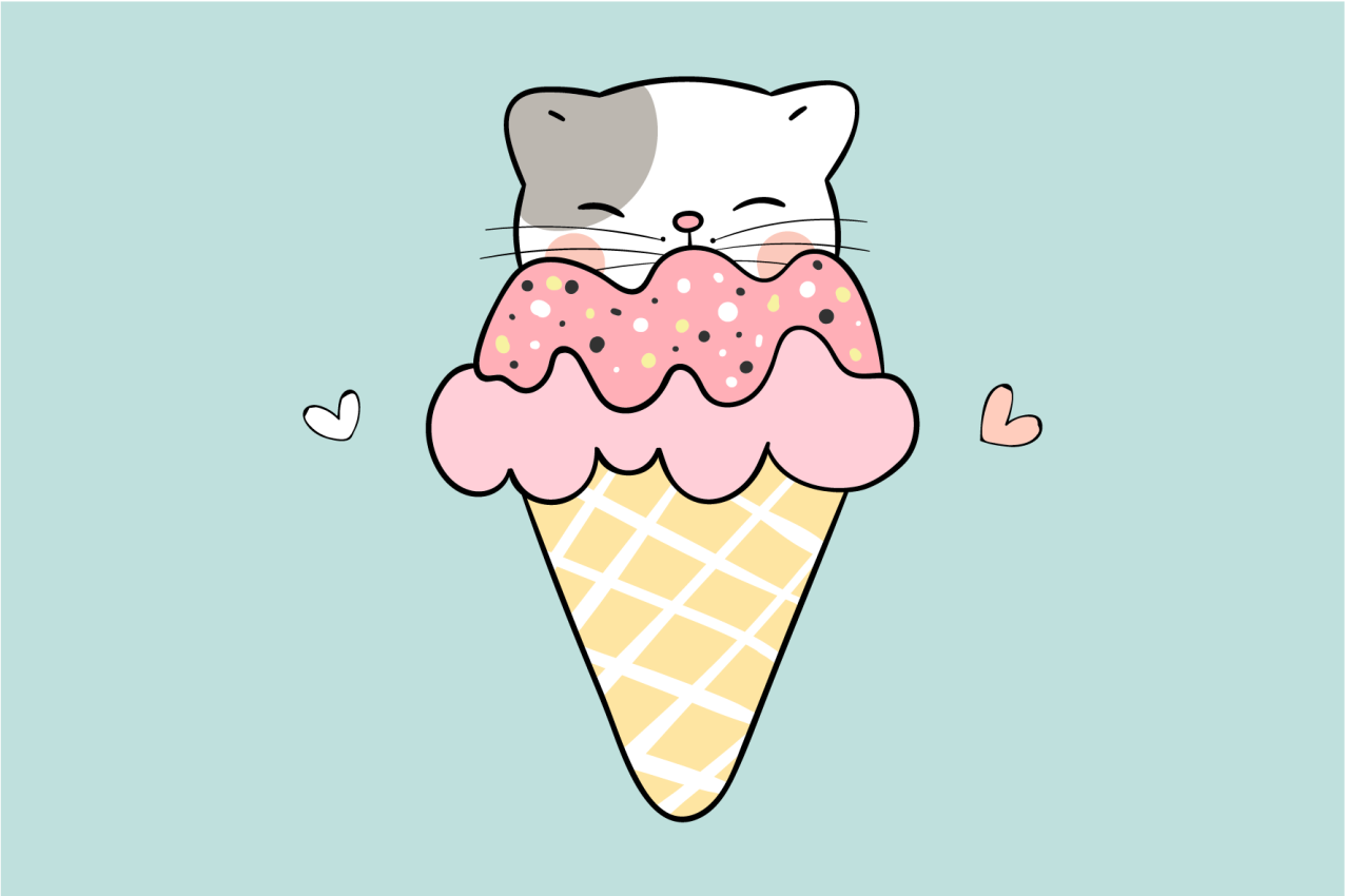 Mantel individual infantil Gato y helado - TenVinilo