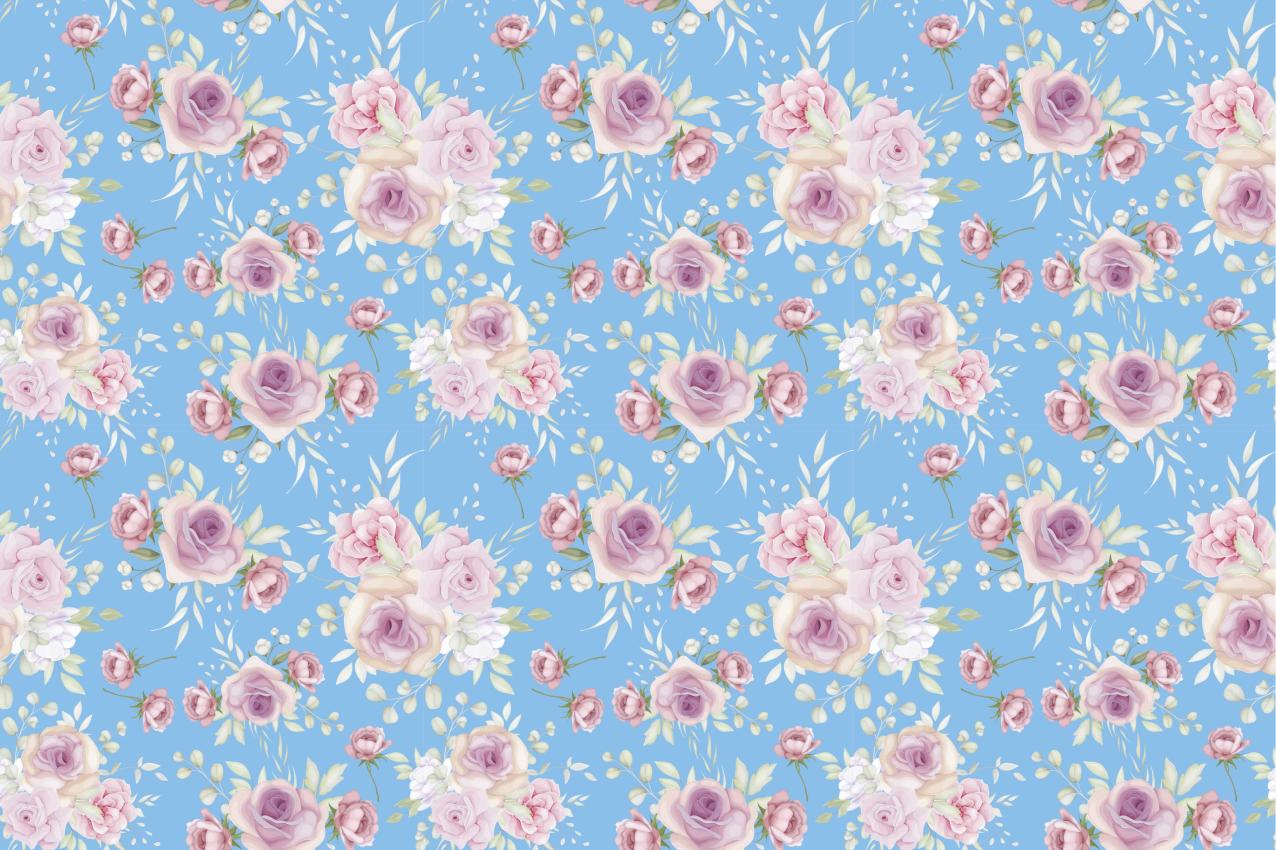 Mantel individual patrón Rosas sobre fondo azul - TenVinilo