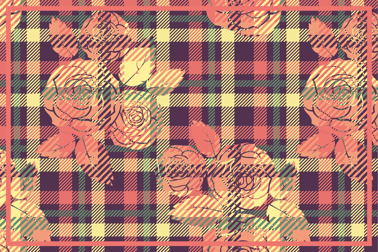 Individual mesa patrón arreglo botánico en cuadrícula - TenVinilo