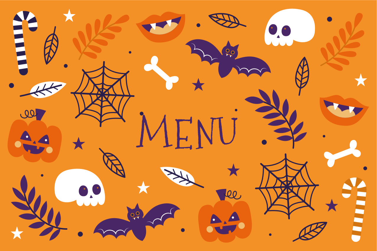 Individual mesa halloween menú de halloween espeluznante - TenVinilo