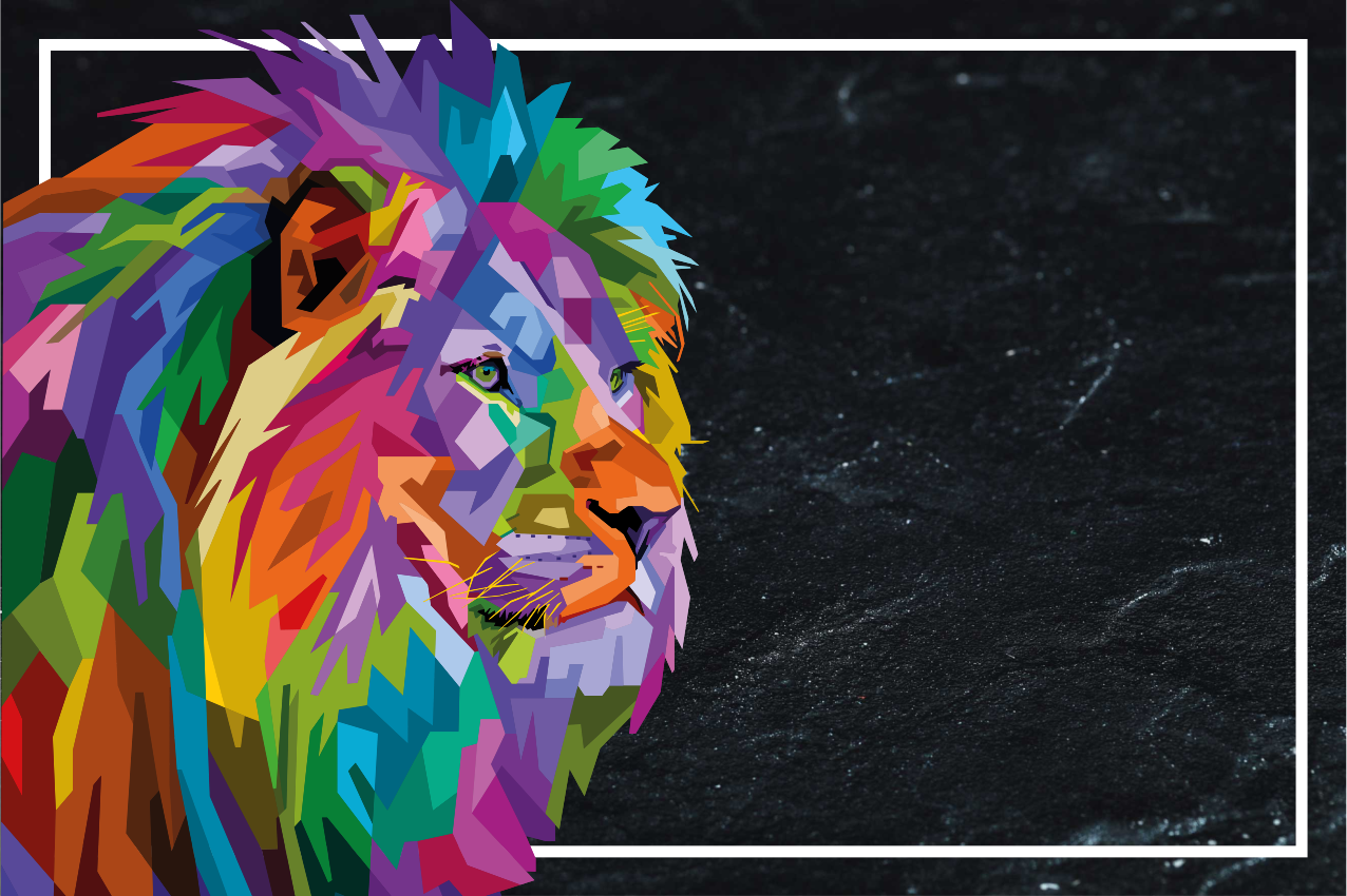 Mantel individual original Colorido diseño de león - TenVinilo