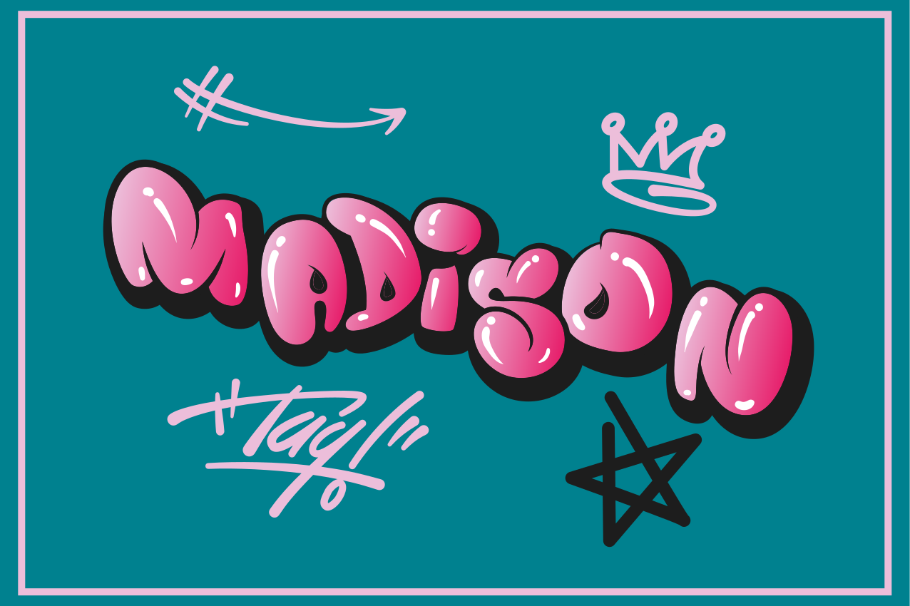 Mantel individual personalizable Graffiti de letras frescas rosa - TenVinilo