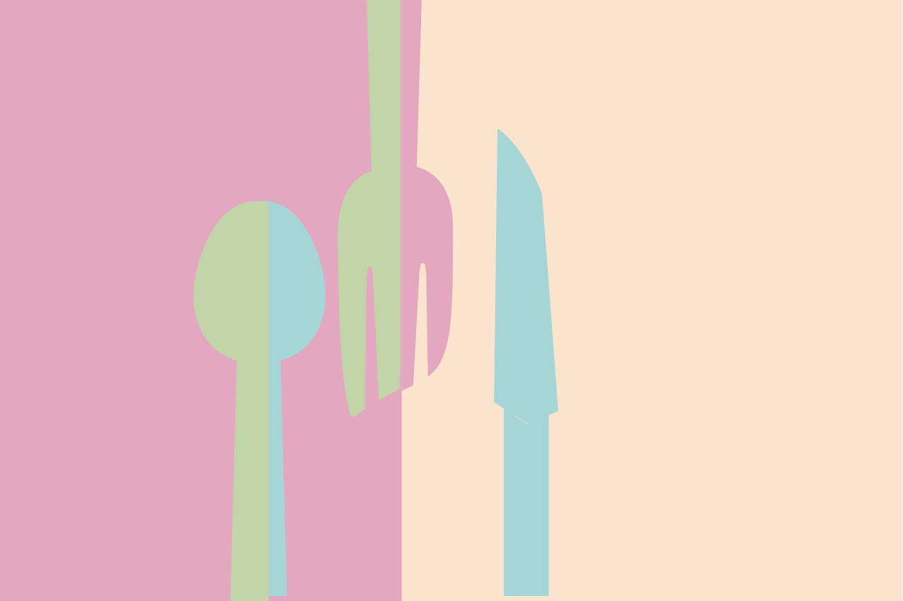 Individual mesa original elementos de cubertería estilizados - TenVinilo