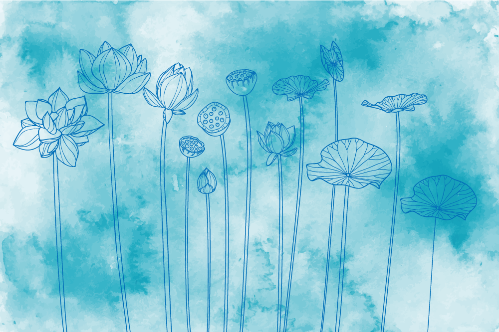 Individual mesa patrón lotus floral - TenVinilo