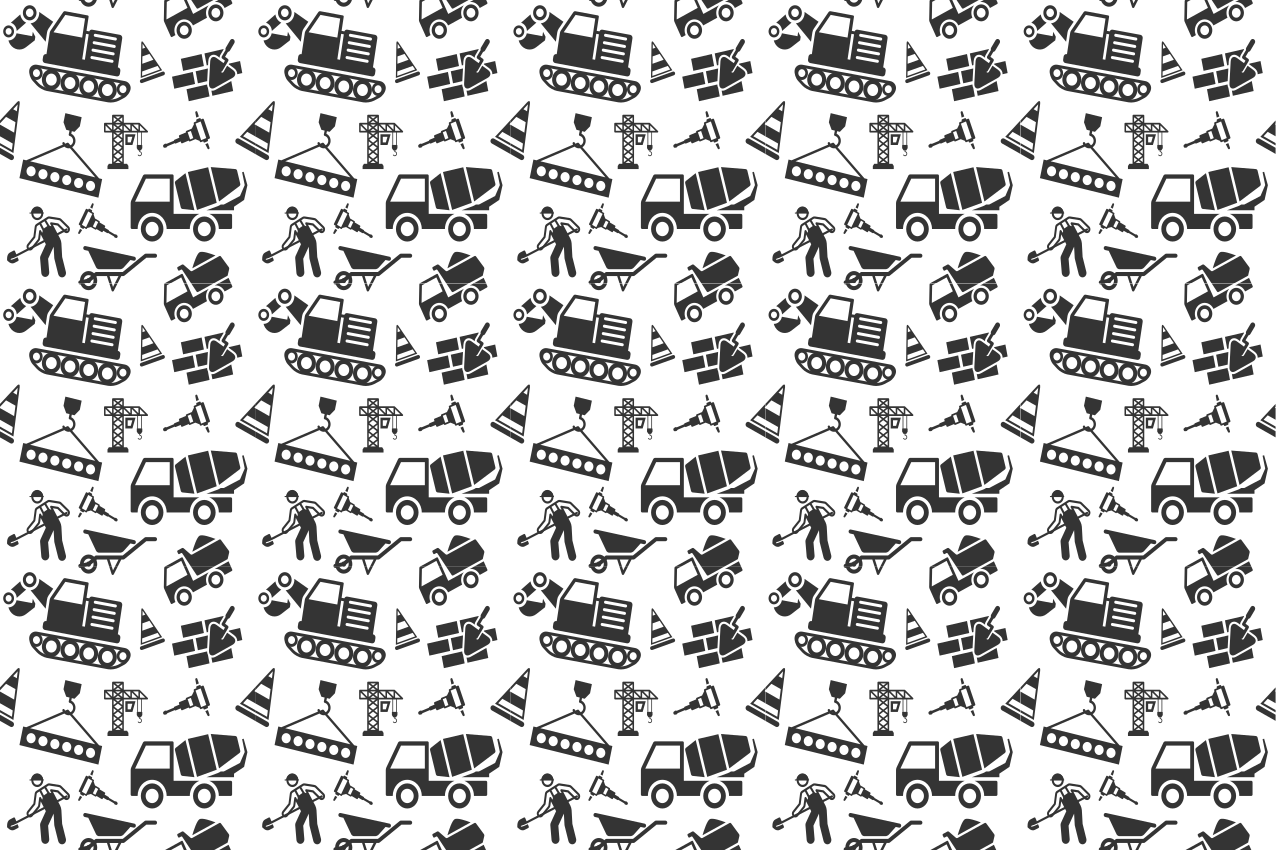 Individual mesa infantil con patrones de construcción - TenVinilo