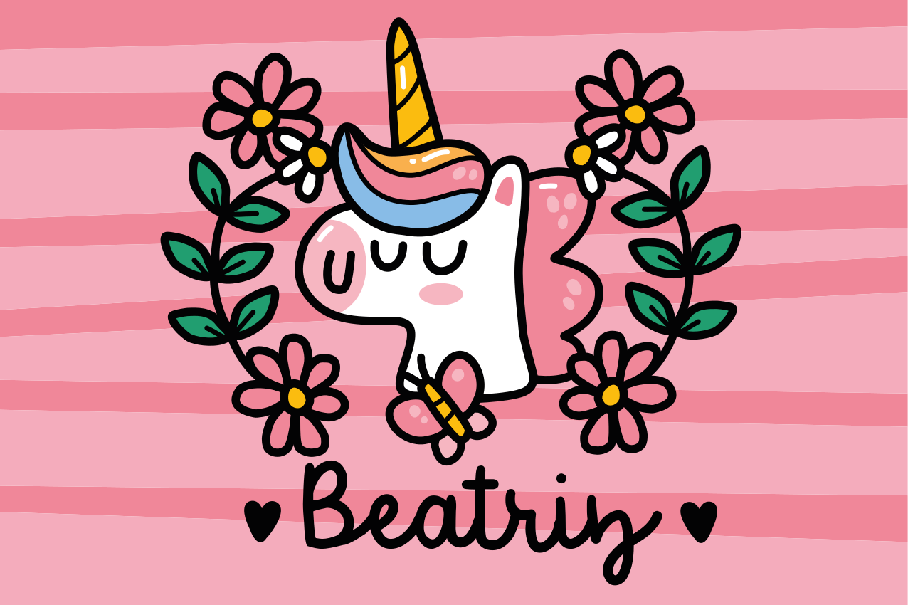 Individual mesa infantil unicornio caprichoso con flores - TenVinilo